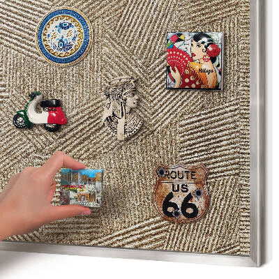 Magneetbord voor souvenir magneten met zilveren lijst Geometrisch patroon