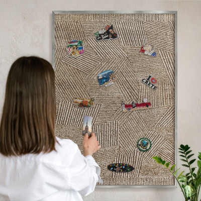Magneetbord voor souvenir magneten met zilveren lijst Geometrisch patroon