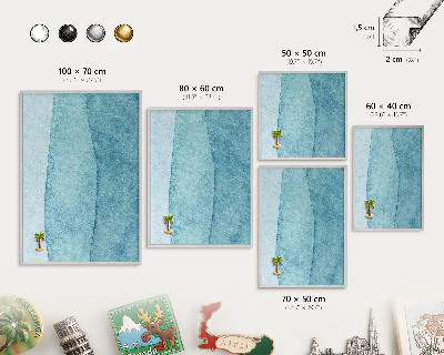 Magneetbord voor souvenir magneten met zilveren lijst Blauwe golven