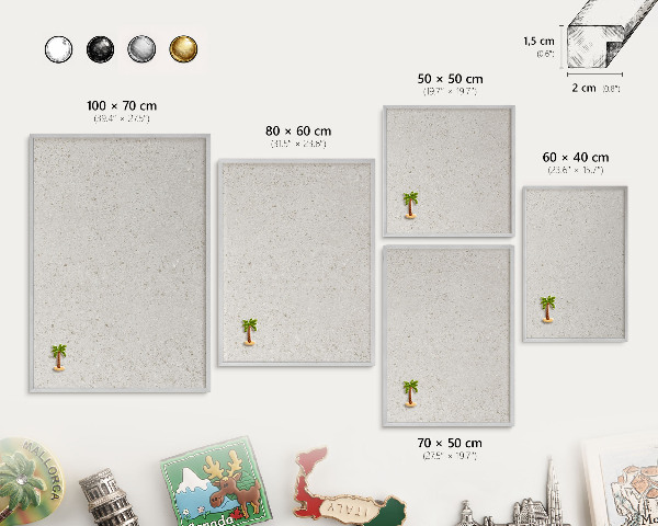 Decoratief metalen magneetbord in een zilveren lijst Subtiele elegantie