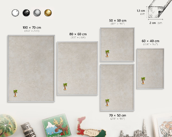 Decoratief metalen magneetbord in een zilveren lijst Natuurlijke elegantie