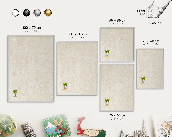Decoratief metalen magneetbord in een zilveren lijst Romige elegantie