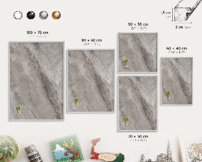 Decoratief metalen magneetbord in een zilveren lijst Steenstructuur