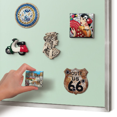 Magneetbord voor souvenir magneten met zilveren lijst Mintgroen