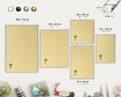 Decoratief metalen magneetbord in een zilveren lijst Crèmegeel
