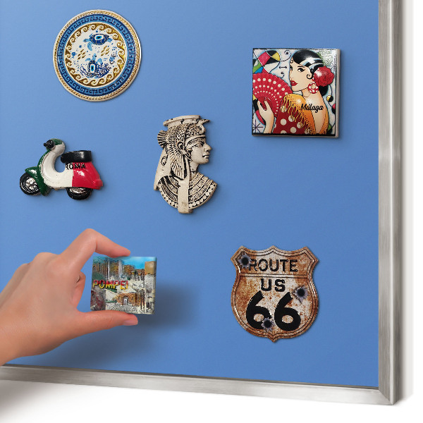 Decoratief metalen magneetbord in een zilveren lijst Blauwe kleur