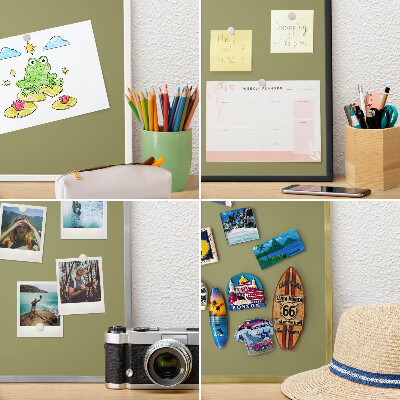 Decoratief metalen magneetbord in een zilveren lijst Groen gras