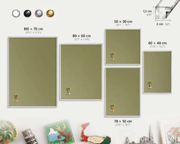 Decoratief metalen magneetbord in een zilveren lijst Groen gras