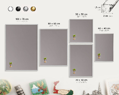 Decoratief metalen magneetbord in een zilveren lijst Asgrijs