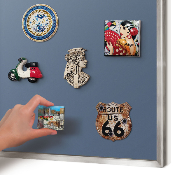 Decoratief metalen magneetbord in een zilveren lijst Pastel marineblauw