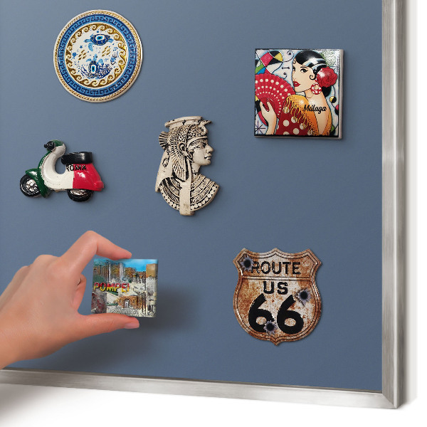 Decoratief metalen magneetbord in een zilveren lijst Pastel marineblauw