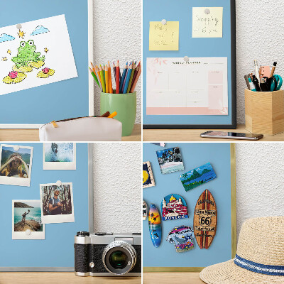 Magneetbord voor souvenir magneten met zilveren lijst Blauwe kleur