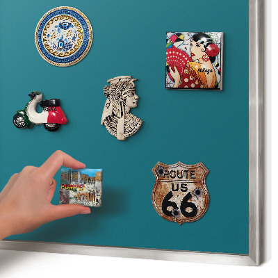 Magneetbord voor souvenir magneten met zilveren lijst Donker turkoois