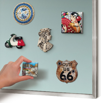 Magneetbord voor souvenir magneten met zilveren lijst Turkooizen kleurovergang