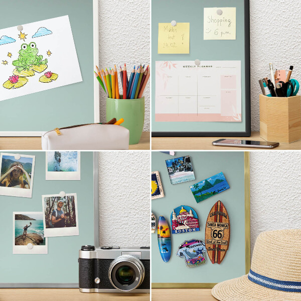 Magneetbord voor souvenir magneten met zilveren lijst Turkooizen kleurovergang