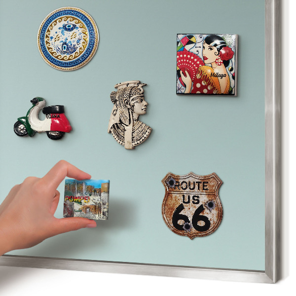 Magneetbord voor souvenir magneten met zilveren lijst Turkooizen kleurovergang
