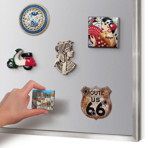 Magneetbord voor souvenir magneten met zilveren lijst Grijze gradiënt