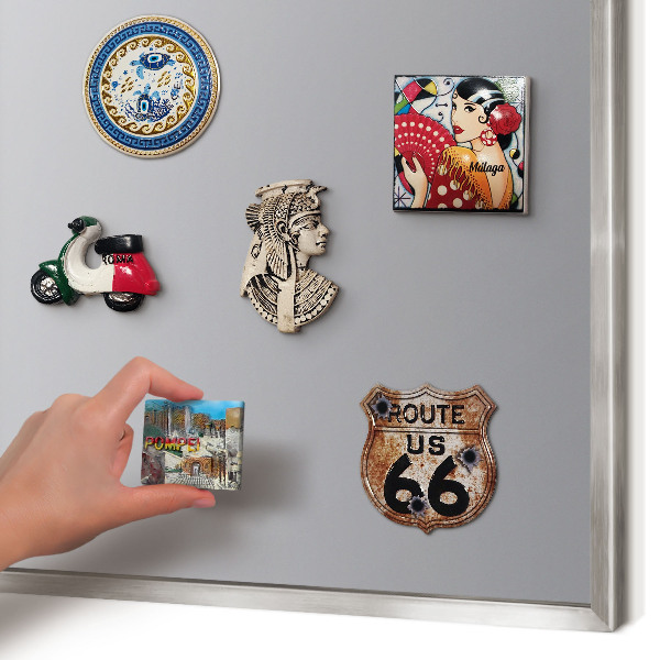 Magneetbord voor souvenir magneten met zilveren lijst Grijze gradiënt