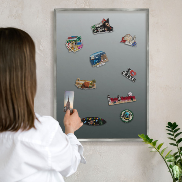 Decoratief metalen magneetbord in een zilveren lijst Blauwe gradiënt