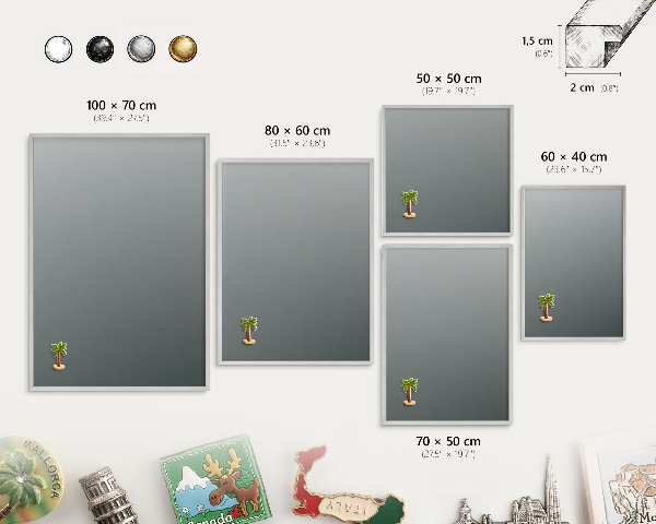 Decoratief metalen magneetbord in een zilveren lijst Blauwe gradiënt