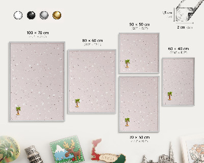 Decoratief metalen magneetbord in een zilveren lijst Modern terrazzo