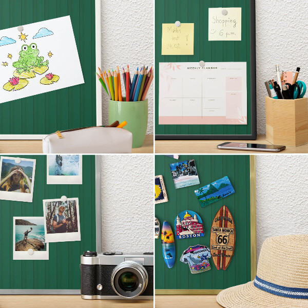 Magneetbord voor souvenir magneten met zilveren lijst Groene strepen