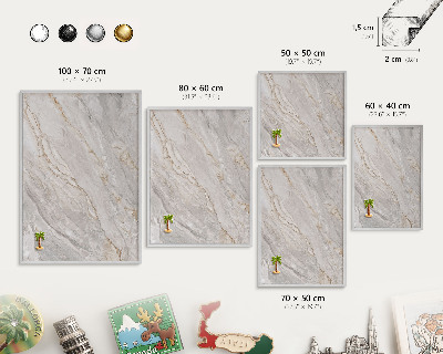 Decoratief metalen magneetbord in een zilveren lijst Marmeren elegantie
