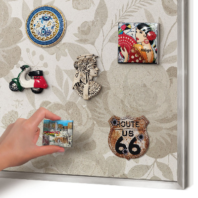 Decoratief metalen magneetbord in een zilveren lijst Vintage bloemen