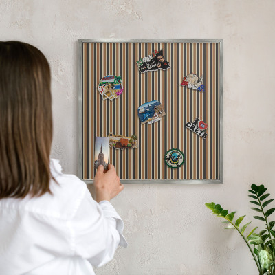 Decoratief metalen magneetbord in een zilveren lijst Geometrisch patroon