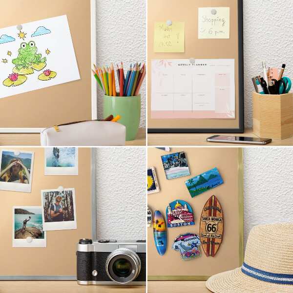 Decoratief metalen magneetbord in een zilveren lijst Romige Harmonie