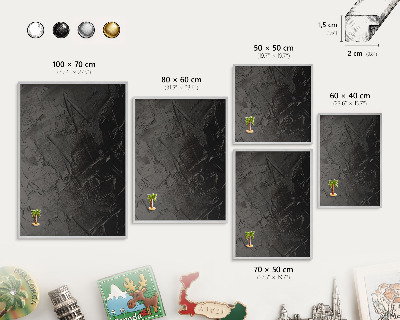 Magneetbord voor souvenir magneten met zilveren lijst Gestructureerd zwart