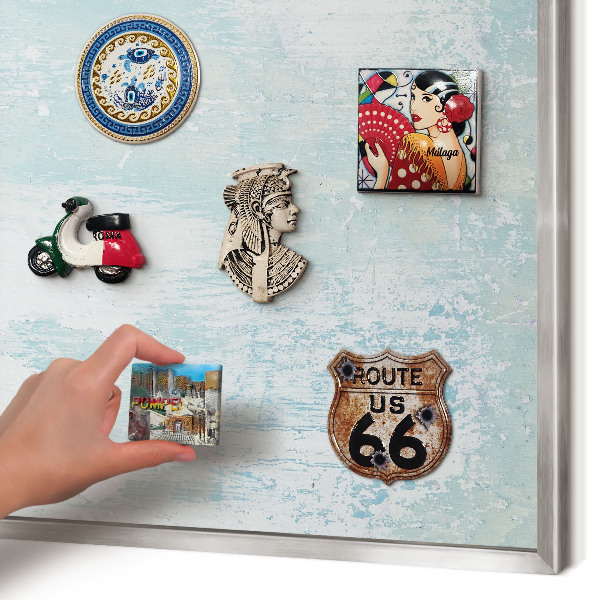 Magneetbord voor souvenir magneten met zilveren lijst Pastelkleurige schaafwonden