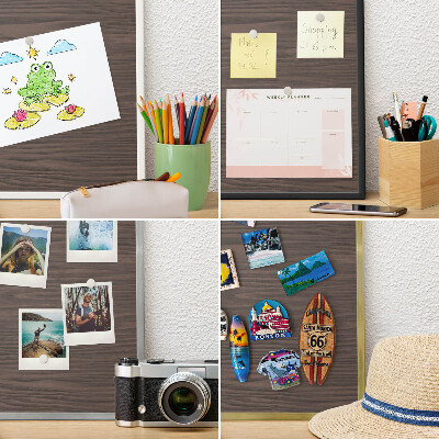 Decoratief metalen magneetbord in een zilveren lijst Natuurlijk hout