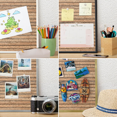 Magneetbord voor souvenir magneten met zilveren lijst Houten planken