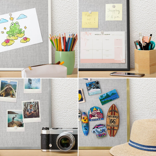 Magneetbord voor souvenir magneten met zilveren lijst Subtiele elegantie