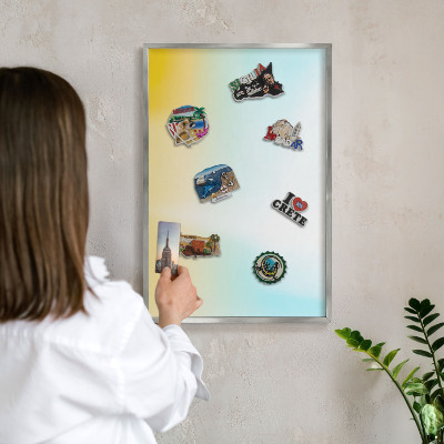 Decoratief metalen magneetbord in een zilveren lijst Pastel ontspanning