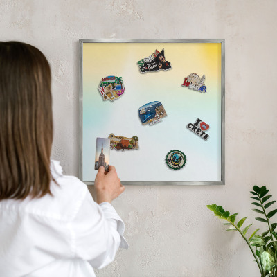 Decoratief metalen magneetbord in een zilveren lijst Pastel ontspanning