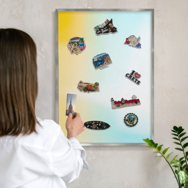 Decoratief metalen magneetbord in een zilveren lijst Pastel ontspanning