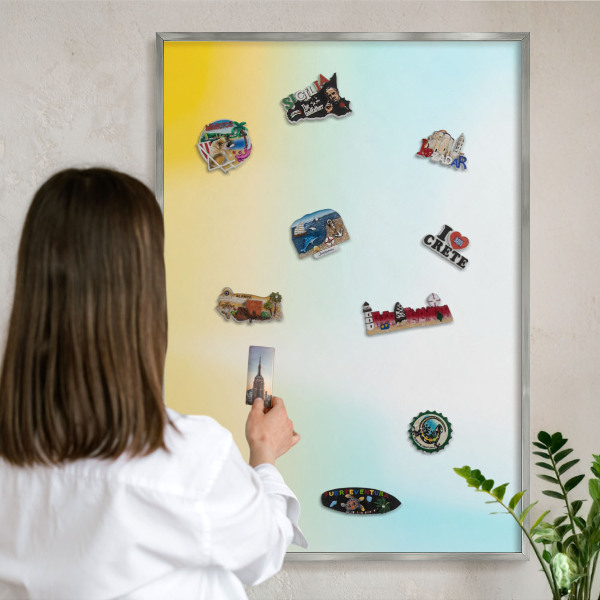 Decoratief metalen magneetbord in een zilveren lijst Pastel ontspanning