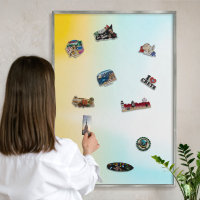 Decoratief metalen magneetbord in een zilveren lijst Pastel ontspanning