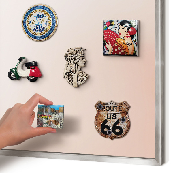 Magneetbord voor souvenir magneten met zilveren lijst Pastel Charm