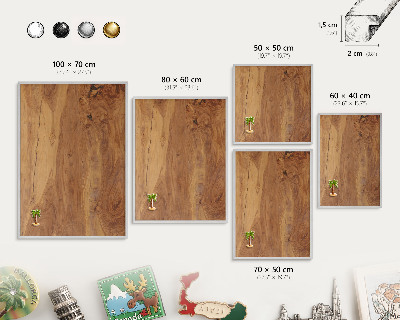 Decoratief metalen magneetbord in een zilveren lijst Natuurlijk hout
