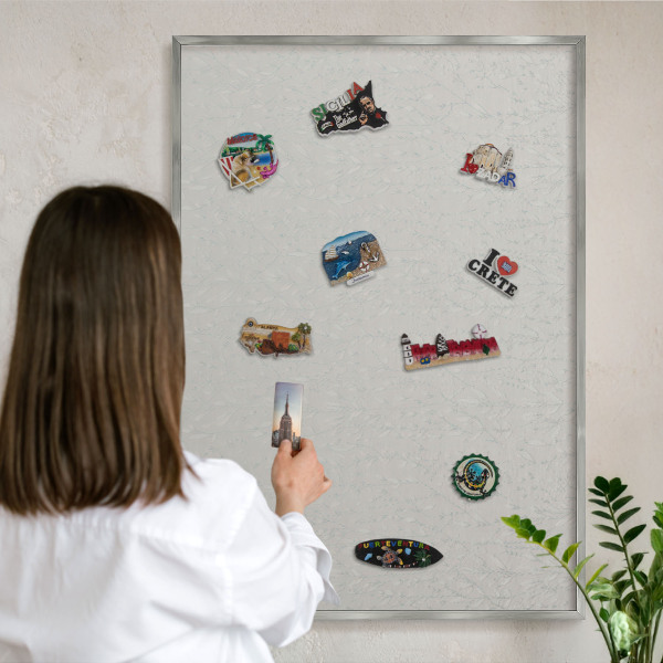 Decoratief metalen magneetbord in een zilveren lijst Plantenpatroon