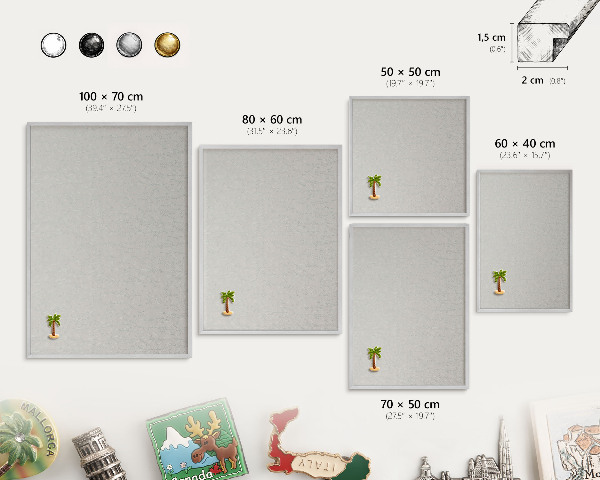 Decoratief metalen magneetbord in een zilveren lijst Plantenpatroon