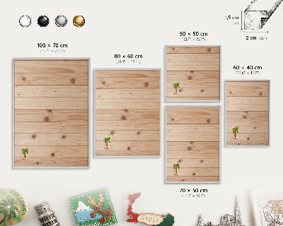 Magneetbord voor souvenir magneten met zilveren lijst Houten patroon
