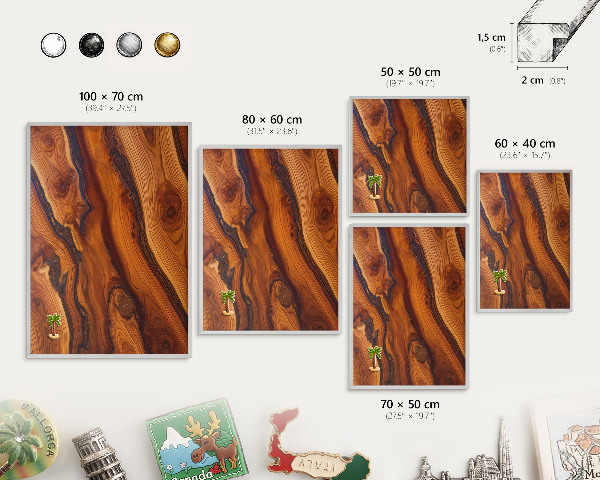 Decoratief metalen magneetbord in een zilveren lijst Houten ringen