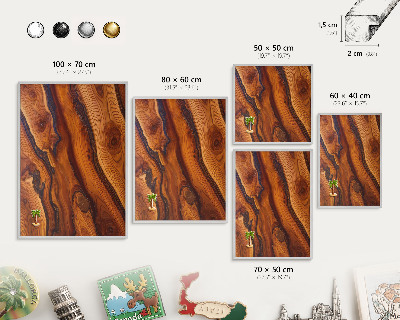 Decoratief metalen magneetbord in een zilveren lijst Houten ringen