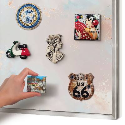 Magneetbord voor souvenir magneten met zilveren lijst Pastel harmonie