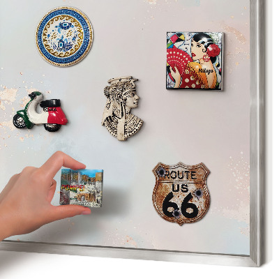 Magneetbord voor souvenir magneten met zilveren lijst Pastel harmonie
