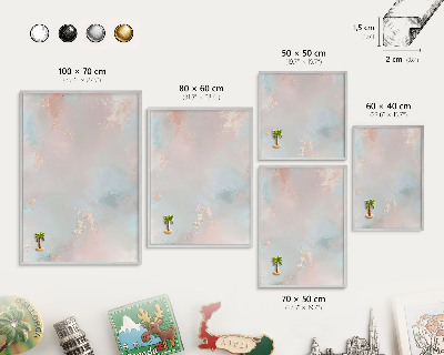 Magneetbord voor souvenir magneten met zilveren lijst Pastel harmonie